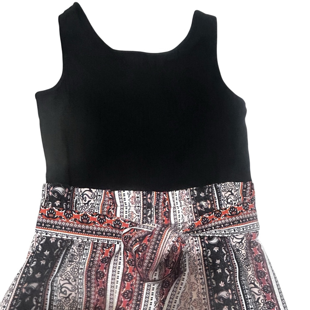 Black and Multicolor Sleeveless Romper.